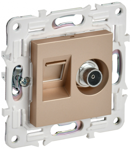 SKANDY Роз. двойная TV+RJ45 кат.6E SK-A15Sa песоч. IEK | код SK-AK20-2-K98 | IEK