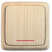 Выключатель одноклавишный наружный с изоляционной пластиной с индикацией сосна 10А | код ВА10-114-02 | HEGEL