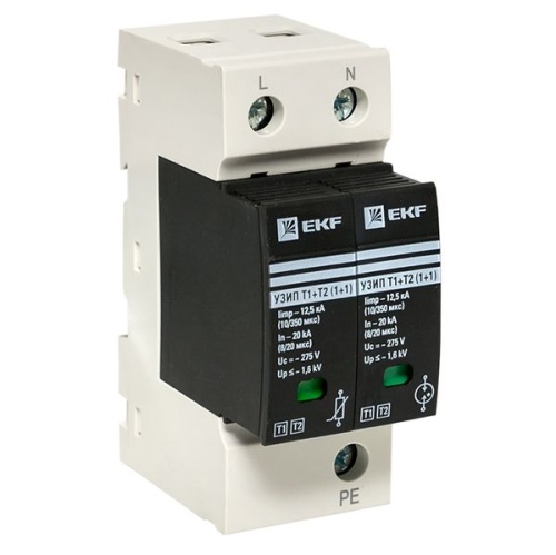 Устройство защиты от импульсных перенапряжений Т1+Т2, Iimp-12,5kA, In-20kA, Uc-275В, 1+1 PROxima | код OV12-11-505 | EKF фото 2
