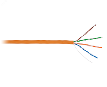 Кабель U/UTP 4 пары, Кат.5e, одножильный, медный, внутренний, LSZH, оранжевый, 305м | код EC-UU004-5E-LSZH-OR | NETLAN