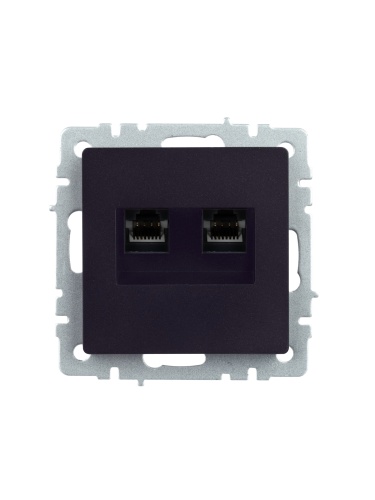 BRITE Розетка компьютерная двойная RJ45 кат.5E РК10-2-БрЧ черный | код BR-K20-1-K02 | IEK фото 4