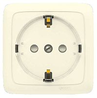 Розетка наружная с заземлением с изоляционной пластиной (стакан) слоновая кость | код РА16-173-01 | HEGEL