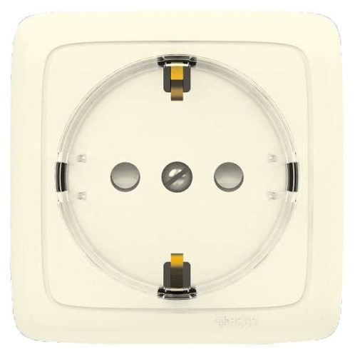 Розетка наружная с заземлением с изоляционной пластиной (стакан) слоновая кость | код РА16-173-01 | HEGEL