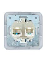 Розетка компьютерная+телефонная 2-м СП ASTI RJ45 + RJ11 в сборе бел. LEZARD 7081-0202-143