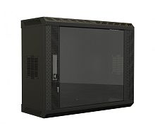 Hyperline TWS-0625-GP-RAL9004 Шкаф настенный 19-дюймовый (19), 6U, 367х600х250, со стеклянной дверью, несъемные боковые панели, цвет черный (RAL 9004) (собранный) | код 447458 | Hyperline