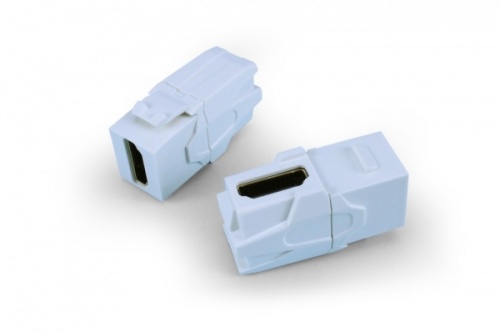 Вставка формата Keystone Jack с проходным адаптером HDMI (Type A) 90 градусов ROHS белая, Hyperline KJ1-HDMI-AV18-WH | код 247402 | Hyperline