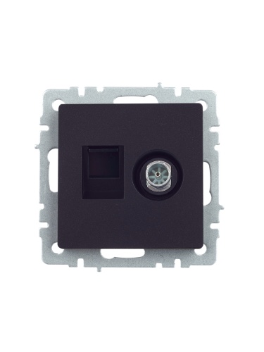 BRITE Розетка двойная TV+RJ45 кат.5E РТВ/РК12-БрЧ черный | код BR-AK20-1-K02 | IEK фото 2