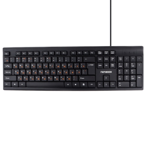 Клавиатура Гарнизон GK-130, USB, черный, 104 кл, кабель 1.5м | код GK-130 | Гарнизон