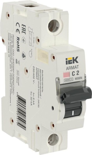 ARMAT Автоматический выключатель M06N 1P C 2А | код AR-M06N-1-C002 | IEK 