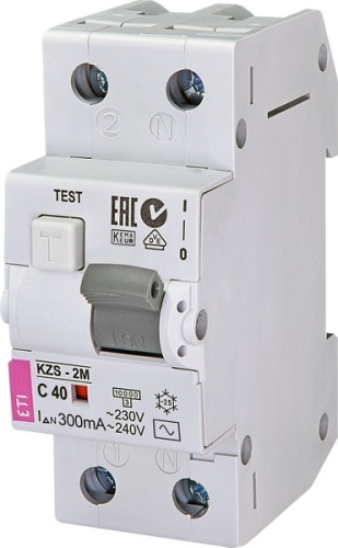 Диффер. автоматический выключатель KZS-2M C 40/0,3 тип AC (10kA) | код 002173328 | ETI