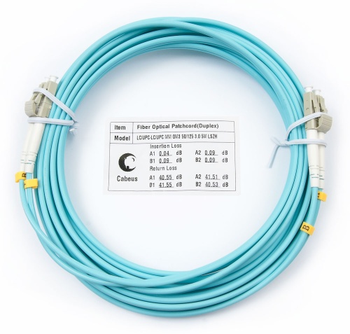 Шнур оптический duplex 5м LC-LC 50/125 мм OM3 LSZH | код FOP-50-LC-LC-5m | Cabeus