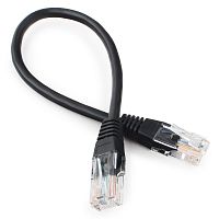 Патч-корд UTP Cablexpert кат.5e PP12-0.25M/BK, 0.25м, литой, многожильный (чёрный) | код PP12-0.25M/BK | Cablexpert