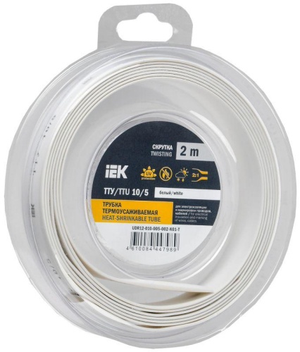 Трубка термоусадочная ТТУ нг-LS 10/5 бел. (уп.2м) | код UDR12-010-005-002-K01-T | IEK