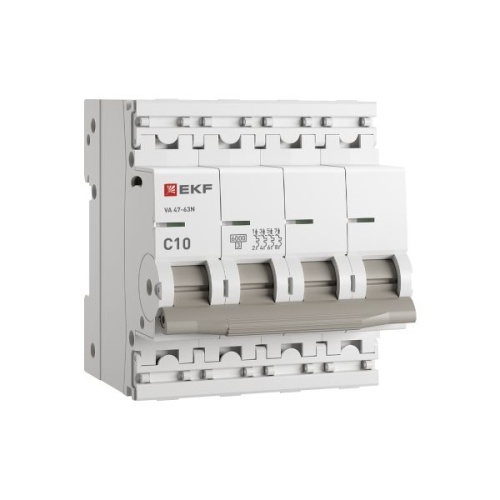 Автоматический выключатель 4P 10А (C) 6кА ВА 47-63N EKF PROxima | код M636410C | EKF фото 2