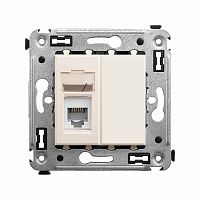 Телефонная розетка RJ-12 в стену одинарная, Avanti, Ванильная дымка | код 4405313 | DKC