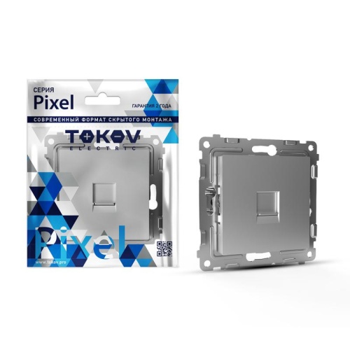 Розетка телефонная 1-м СП Pixel RJ11 механизм алюм. | код TKE-PX-RT1-C03 | TOKOV ELECTRIC