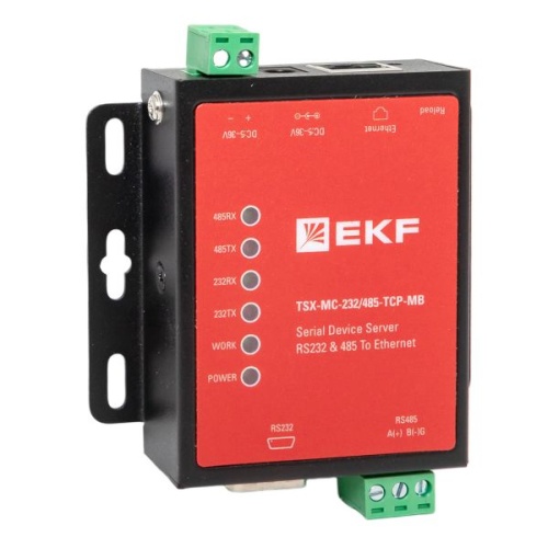 Преобразователь RS-232/485 в Ethernet, Modbus TCP/RTU/ASCII TSX EKF | код TSX-MC-232/485-TCP-MB | EKF