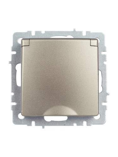BRITE Розетка 1-местная с заземлением с защитными шторками и крышкой 16А IP44 РСбш10-3-44-БрШ шампань | код BR-R16-16-44-K37 | IEK фото 5