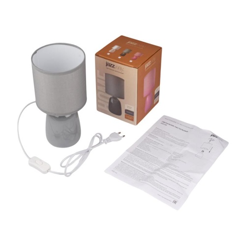 Светильник настольный JH2-02-gy E14 IP20 130х130х255мм керамика; ткань; PVC-пластик сер. JazzWay 5062320 фото 5 Светильник настольный JH2-02-gy E14 IP20 130х130х255мм керамика; ткань; PVC-пластик сер. JazzWay 5062320 фото 5
