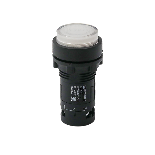 Кнопка белая выступающая с подсветкой, 1NO, 24V AC/DC, IP54, пластик MTB7-EW31611 | код 132717 | MEYERTEC