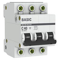 Выключатель автоматический трехполюсный ВА 47-29 40А C 4,5кА Basic | код. mcb4729-3-40C | EKF 