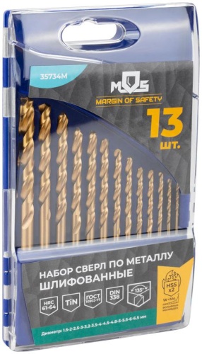 Набор сверл по металлу HSS шлифованные, титановое покрытие, угол заточки 135град, пласт. кейс, 13 шт. (1.5-2.0-2.5-3-3.2-3.5-4-4.5-4.8-5-5.5-6-6.5 мм) | код 35734М | FIT фото 4 Набор сверл по металлу HSS шлифованные, титановое покрытие, угол заточки 135град, пласт. кейс, 13 шт. (1.5-2.0-2.5-3-3.2-3.5-4-4.5-4.8-5-5.5-6-6.5 мм) | код 35734М | FIT фото 4