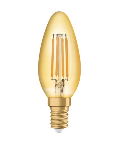 Лампа светодиодная филаментная Vintage 1906 LED CL B FIL GOLD 35 non-dim 4W/825 4Вт тепл. бел. E14 (замена 35Вт) зол. OSRAM | код 4058075293434 | LEDVANCE