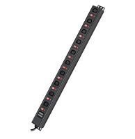 Блок распределения питания (PDU) 0U 10A с индикацией и защитой, Вых:10 С13, Вх:С14 | код R519IEC10SWCD | DKC