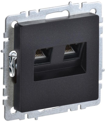 BRITE Розетка компьютерная двойная RJ45 кат.5E РК10-2-БрЧ черный | код BR-K20-1-K02 | IEK