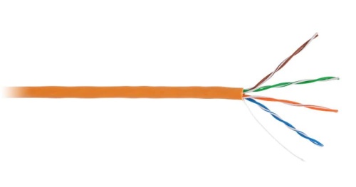 Кабель U/UTP 4 пары кат.5e класс D 100МГц ож BC чистая медь внутр. LSZH нг(B)-HF оранж. (уп.305м) | код EC-UU004-5E-LSZH-OR | NETLAN