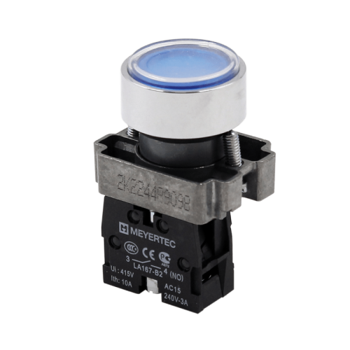 Кнопка плоская синяя, 1NO, IP67, металл MTB2-BAF61 | код 132649 | MEYERTEC