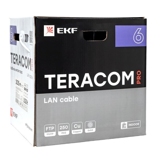 Кабель витая пара TERACOM PRO Cat.6 F/UTP 4 пары solid 23AWG оболочка LSZH нг(А)-HF цвет серый (упак. 305м) | код TRP-6FTP-04LSH-GY-IN3 | EKF фото 4 Кабель витая пара TERACOM PRO Cat.6 F/UTP 4 пары solid 23AWG оболочка LSZH нг(А)-HF цвет серый (упак. 305м) | код TRP-6FTP-04LSH-GY-IN3 | EKF фото 4