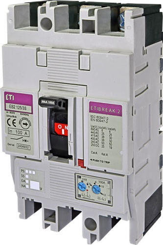Автоматический выключатель EB2 125/3S 100А 3р (36кА) | код 004671045 | ETI
