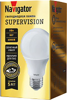 Лампа светодиодная 80 549 NLL-A60-9-230-4K-E27-FR-SV 9Вт шар матовая 4000К нейтр. бел. E27 900лм 176-264В Supervision Navigator 80549