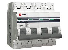 Модульный автоматический выключатель ВА 47-63 PROxima 4 полюса, 40А, х-ка C | код. mcb4763-4-40C-pro | EKF 