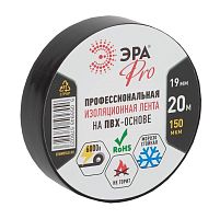 Изолента ПВХ 19ммх20м PRO150BLACK 150мкр проф. черн. | Код. Б0027917 | ЭРА