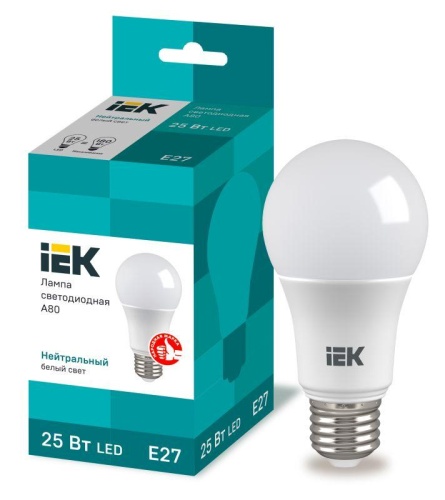 Лампа LED A80 шар 25Вт 230В 4000К E27 | код LLE-A80-25-230-40-E27 | IEK