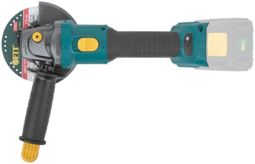 Шлифмашина угловая аккумуляторная 20 В, 3000-8500 об/мин, КлК 125 мм, 1,6 кг, регулировка оборотов, бесщеточный, коробка | код 79912 | FIT фото 7 Шлифмашина угловая аккумуляторная 20 В, 3000-8500 об/мин, КлК 125 мм, 1,6 кг, регулировка оборотов, бесщеточный, коробка | код 79912 | FIT фото 7