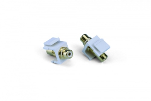 Вставка формата Keystone Jack с проходным адаптером RCA (белый) Hex. type gold plated ROHS белая, Hyperline KJ1-RCA/WH-HG-WH | код 246970 | Hyperline