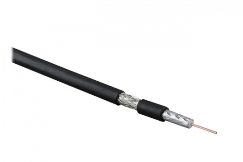 Кабель коаксиальный RG-6 75 Ом (ТВ SAT CATV) жила - 18 AWG (1.02 mm омедненная сталь) общий диаметр 6.9мм PVC черный (бухта 500 м), Hyperline COAX-RG6-500 | код 49031 | Hyperline
