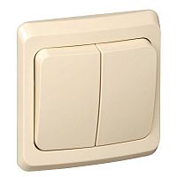 Выключатель 2-клавишный ЭТЮД, скрытый монтаж, кремовый | код. BC10-002K | Schneider Electric