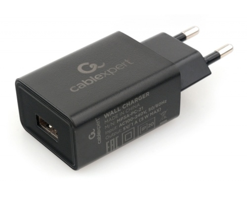 Адаптер питания Cablexpert MP3A-PC-21 100/220V - 5V USB 1 порт, 1A, черный | код MP3A-PC-21 | Cablexpert