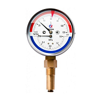 Термоманометр ТМТБ-41P Dy 100 с нижн. подкл., 1/2", 6 бар 0-120* (L=46мм, кл. точн. 2,5) | код. ТМТБ-41P.0406120 | VALTEC