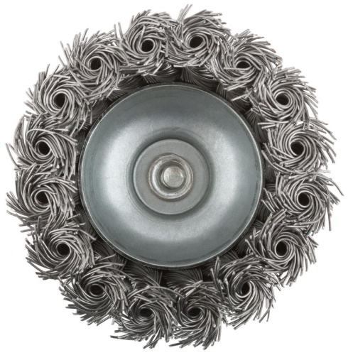 Кордщетка, тип ''чашка'', со штифтом, стальная витая проволока 75 мм | код 38498М | FIT фото 2