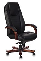 Кресло руководителя Бюрократ T-9923WALNUT черный кожа крестов. металл/дерево | код 1115302 | БЮРОКРАТ