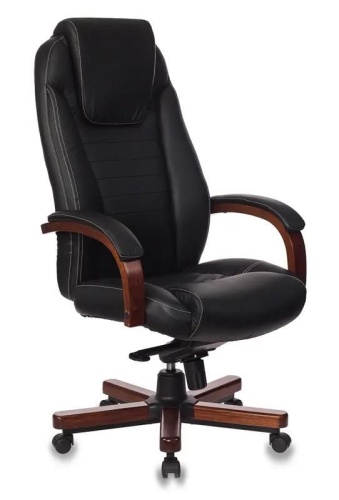 Кресло руководителя Бюрократ T-9923WALNUT черный кожа крестов. металл/дерево | код 1115302 | БЮРОКРАТ