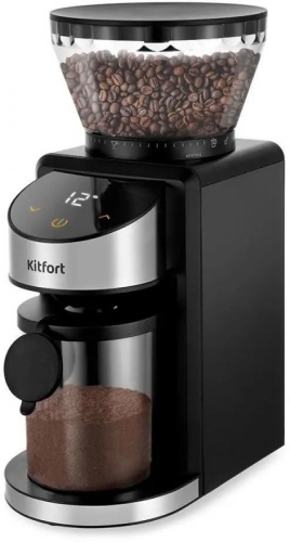 Кофемолка Kitfort КТ-7168 200Вт сист.помол.:жернова вместим.:250гр черный | код 1983036 | KITFORT