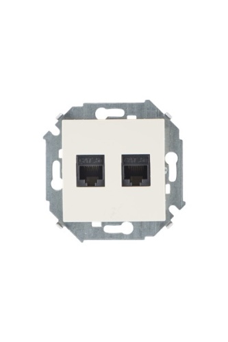 Розетка компьютерная двойная RJ - 45 кат. 5e (AMP), слоновая кость (20 шт.) , S15, SIMON | код 1591552-031 | SIMON