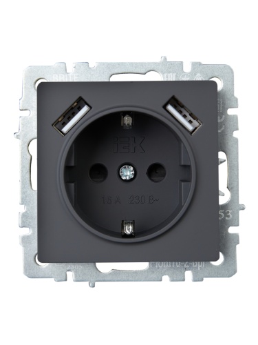 BRITE Роз. с з/к/ш 16А с USB A+A 3,1А РЮш10-2-БрГ граф. IEK | код BR-R14-16-U21-D31-K53 | IEK фото 8