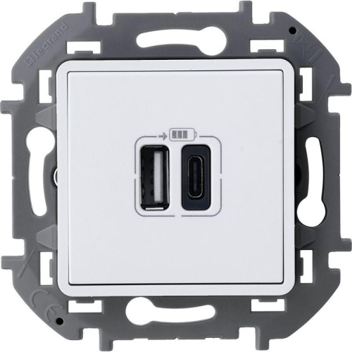 Устройство зарядное Inspiria с 2-мя USB разьемами A и C 240В / 5В 3000мА бел. | код 673760 | Inspiria(группа Legrand)